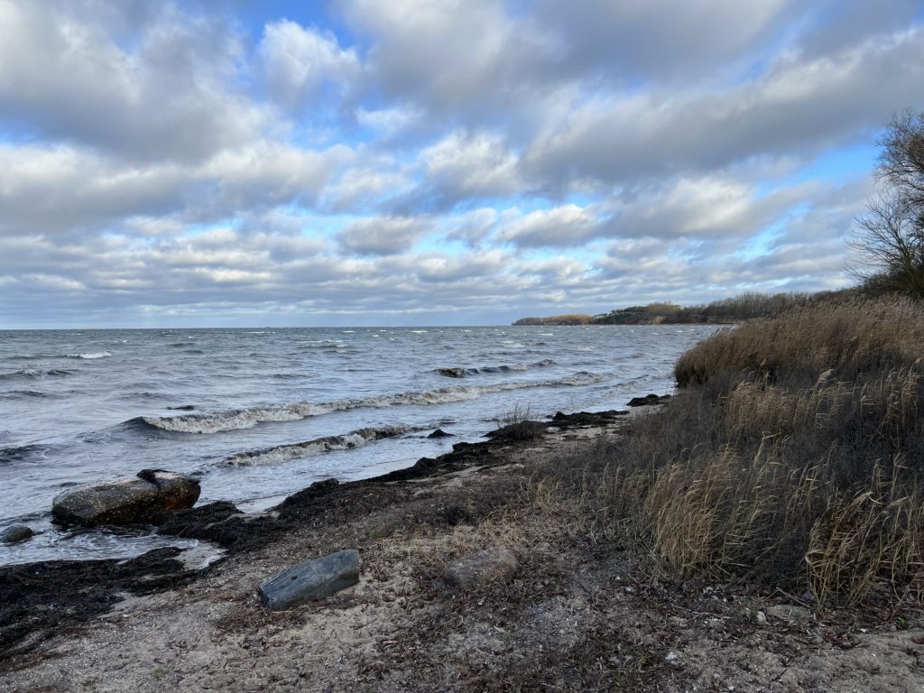 Ostseeküste mit Steinen und Wolkenhimmel